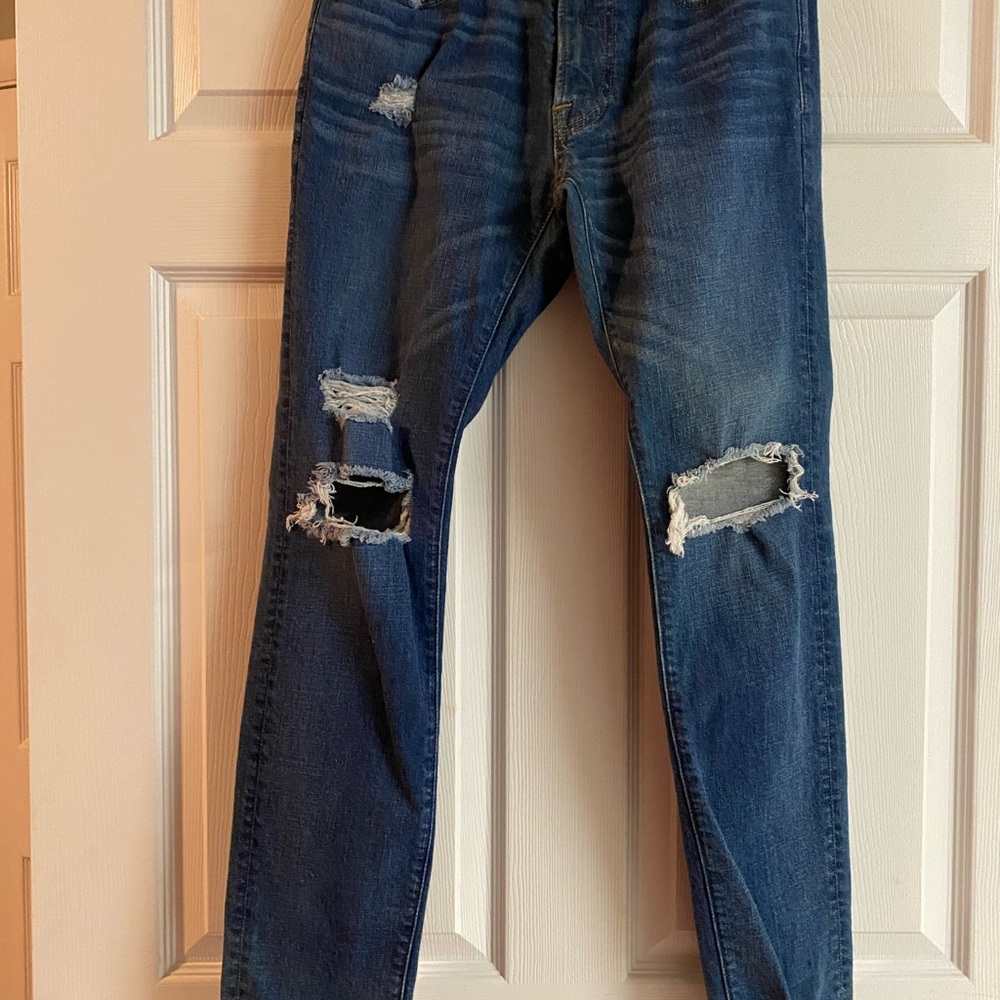 Abercrombie & Fitch Blue Skinny Jeans with Distressed Details